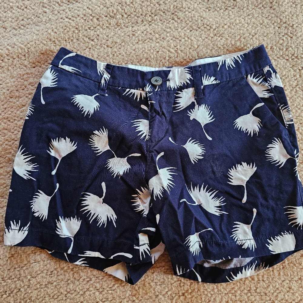 Old Navy Blue & White Shorts With Floral Print